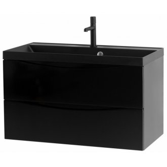 Тумба с раковиной BelBagno Marino 80-BB800/450-LV-ART-AST-NERO Nero Lucido