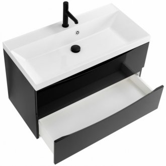 Тумба с раковиной BelBagno Marino 80-BB800/450-LV-MR-AST Nero Lucido