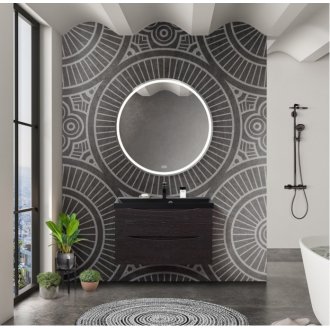 Тумба с раковиной BelBagno Marino 80-BB800/450-LV-ART-AST-NERO Rovere Cioccolato Amaro