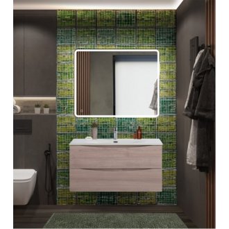 Тумба с раковиной и зеркалом BelBagno Marino-CER-N 100 Rovere Grigio