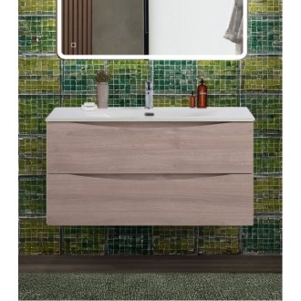 Тумба с раковиной и зеркалом BelBagno Marino-CER-N 100 Rovere Grigio