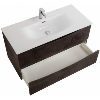 Тумба с раковиной и зеркалом BelBagno Marino-CER-N 100 Rovere Nature Grigio