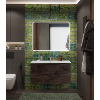 Тумба с раковиной и зеркалом BelBagno Marino-CER-N 100 Rovere Nature Grigio