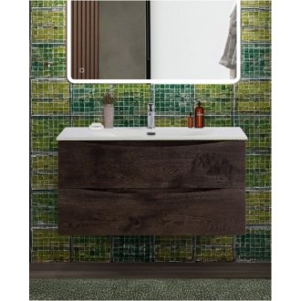 Тумба с раковиной и зеркалом BelBagno Marino-CER-N 100 Rovere Nature Grigio