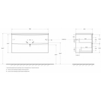 Тумба с раковиной BelBagno Marino-CER-N 100 Bianco Lucido
