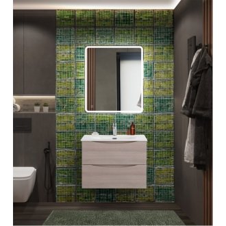 Тумба с раковиной и зеркалом BelBagno Marino-CER-N 70 Rovere Grigio