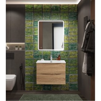 Тумба с раковиной и зеркалом BelBagno Marino-CER-N 70 Rovere Bianco
