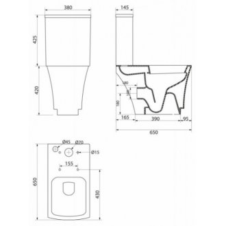 Унитаз-компакт безободковый BelBagno Regina с крышкой BB104SC микролифт