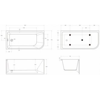 Ванна BelBagno BB712 150x73 см, лев, 229 литров