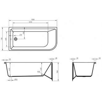 Ванна BelBagno BB712 150x73 см, лев, 229 литров