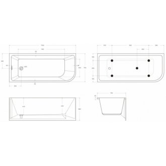 Ванна BelBagno BB712 170x73 см в левый угол