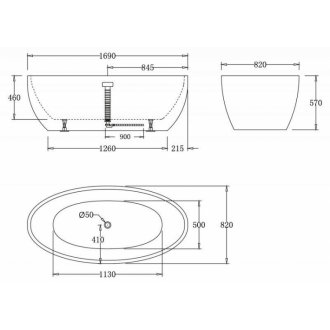 Ванна BelBagno BB69-1700-W0, 169х82 см