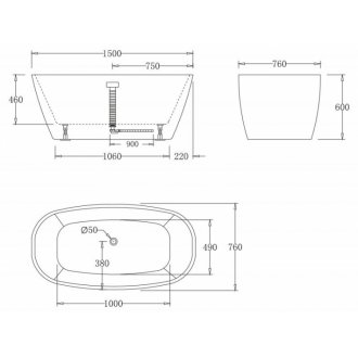 Ванна BelBagno BB72-1500-W0, 150х76 см