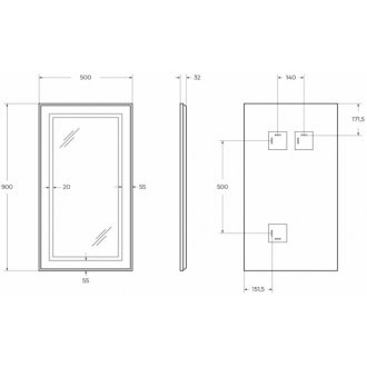 Зеркало BelBagno SPC-KRAFT-500-900-SENS-NERO