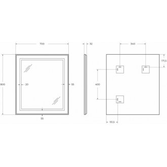 Зеркало BelBagno SPC-KRAFT-700-800-SENS-NERO