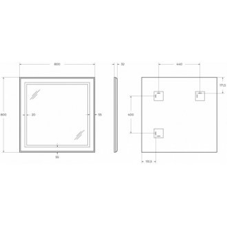 Зеркало BelBagno SPC-KRAFT-800-800-SENS-NERO