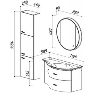 Мебель для ванной Белюкс Версаль 110П-555 бежевая правосторонняя
