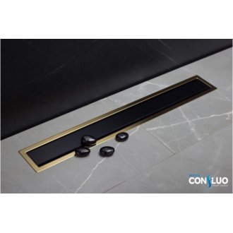 Душевой лоток Bettoserb Confluo Premium Line 300 Black Glass Gold 13100113 черный