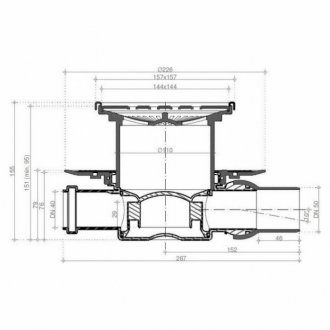 Душевой трап Bettoserb Confluo Standard 15х15 Plate 3 2in1 13702558 хром