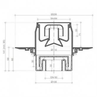 Душевой трап Bettoserb Confluo Standard 10х10 Dry Vertical Mask 13000069 хром