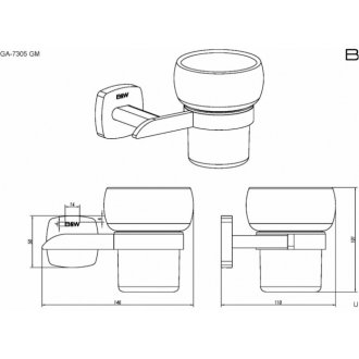 Комплект аксессуаров для ванной комнаты Black & White Gravity GA-7810GM