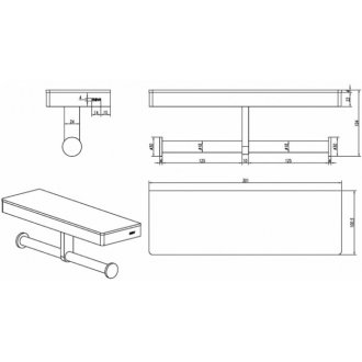 Бумагодержатель с полкой Black & White Gravity GA-9622GM