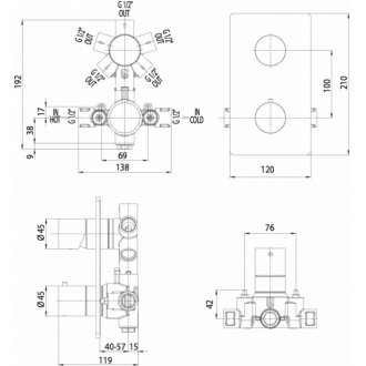 Скрытая часть смесителя Bossini Oki Z00125000