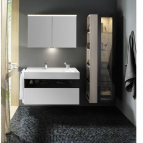 Мебель для ванной Burgbad Yumo 100 с подсветкой белый глянец