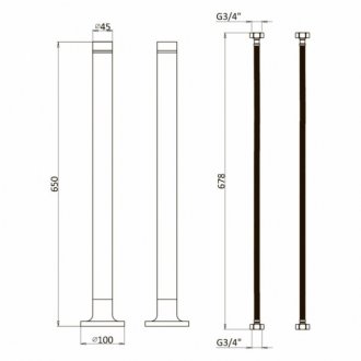 Смеситель на ванны Burlington Guild GU422DC+GU001DC+GU002FC хром