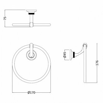 Полотенцедержатель-кольцо Burlington Guild GU013L никель шлифованный