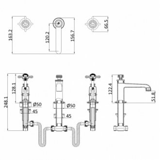 Смеситель для раковины Burlington Guild GU135DNL никель шлифованный