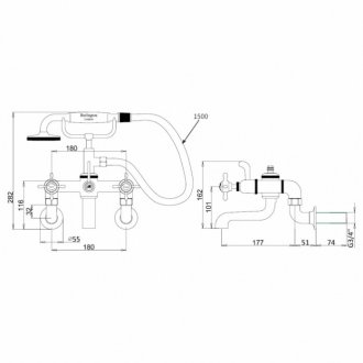 Смеситель для ванны Burlington Guild GU422DG+T17-2 GOLD золото