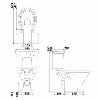 Унитаз напольный Burlington Guild GU6115CW+GU7005CW