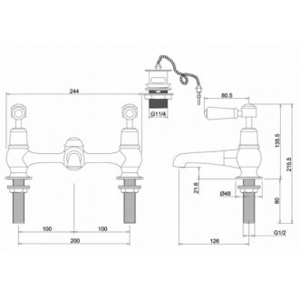 Смеситель для раковины Burlington Kensington KE10 WAL