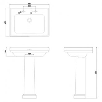 Раковина Burlington Riviera RIV2 с пьедесталом RIV6