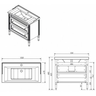 Мебель для ванной Caprigo Albion Concept 90 с ящиками