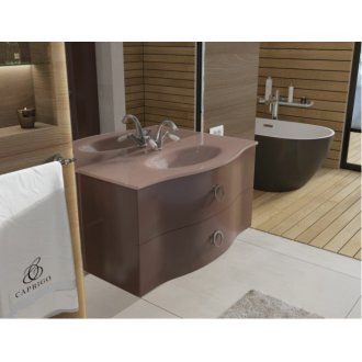 Мебель для ванной Caprigo Nokturn 90 со стеклянной раковиной и двумя ящиками