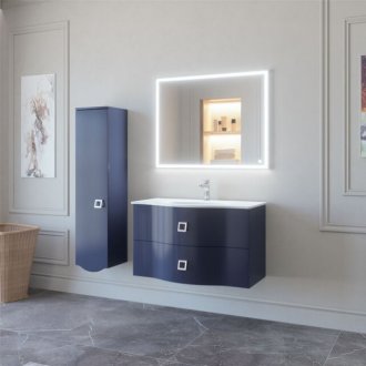 Мебель для ванной Caprigo Nokturn 90 со стеклянной раковиной и двумя ящиками