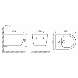 Биде подвесное Ceramica Nova Play CN3002MB