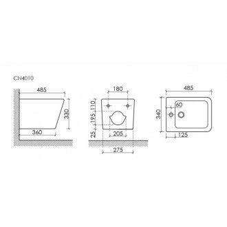 Биде подвесное Ceramica Nova Union CN4010MB