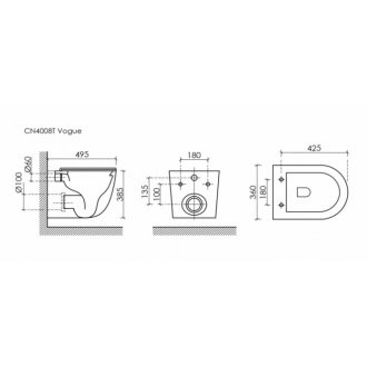 Унитаз подвесной Ceramica Nova Vogue CN4008T