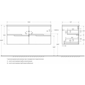 Мебель для ванной Cezares Duet-N 120-4C-CZR-8095-120-2 Sapfiro