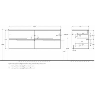 Тумба с раковиной Cezares Duet-N 140-4C-CZR-8095-140-2 Bianco Lucido