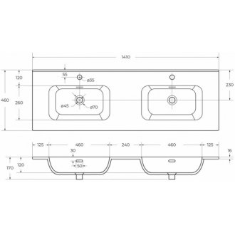 Мебель для ванной Cezares Eco-CER-N 140-4C-CZR-8095-140-2 Bianco Lucido