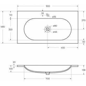 Мебель для ванной Cezares Eco 90-CZR-900/480-LV-MR-ECO-F Bianco Opaco