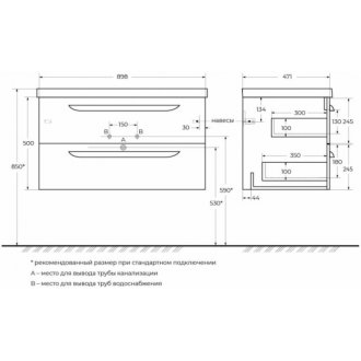 Мебель для ванной Cezares Eco 90-CZR-900/480-LV-MR-ECO-F Bianco Opaco