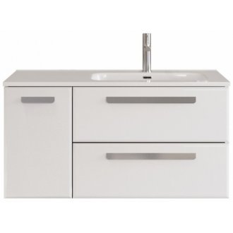 Тумба с раковиной и зеркалом Cezares Eco-CER-N 100-2C-1A-GR-CZR-8095-100-R Bianco Lucido