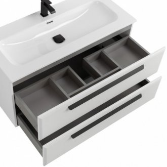 Тумба с раковиной и зеркалом Cezares Eco-CER-N 100-CZR-8073-100-RS156BL.3/512 Bianco Opaco