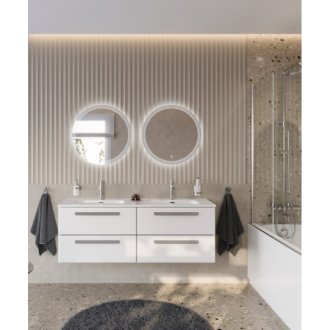 Тумба с раковиной и зеркалами Cezares Eco-CER-N 140-4C-CZR-8095-140-2-RS156GR.3/320 Bianco Lucido