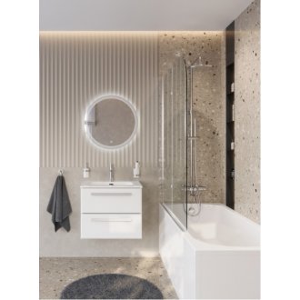 Тумба с раковиной и зеркалом Cezares Eco-CER-N 60-CZR-8073-60-RS156SC.3/320 Bianco Lucido